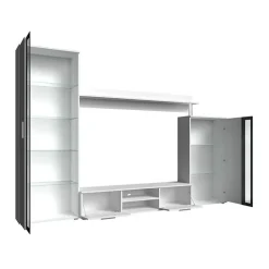 Parete attrezzata 256x182h cm bianco nero Newcastle