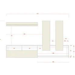 Parete attrezzata 277x200h cm bianco lucido pero soggiorno Invictus