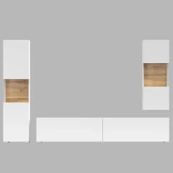 Parete attrezzata 226x140h cm bianco rovere Fusion 2