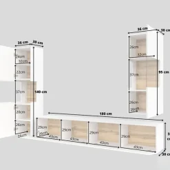 Parete attrezzata 226x140h cm bianco rovere Fusion 2