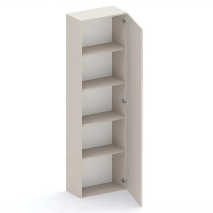 Parete attrezzata 261x186h cm con pannello cannettato effetto travertino beige rovere scuro Sunset Decor 1049
