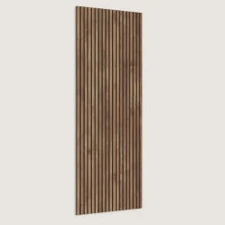 Parete attrezzata 261x186h cm con pannello cannettato effetto travertino beige rovere scuro Sunset Decor 1049