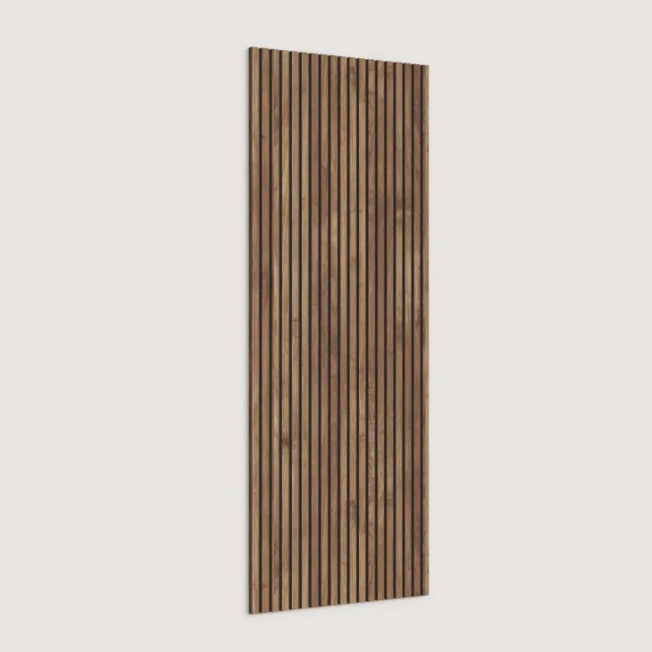 Parete attrezzata 330x220h cm con pannello cannettato beige rovere scuro nero effetto marmo Sunset Decor 1043