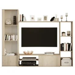 Parete attrezzata 220x178h cm mobile tv rovere chiaro Rubino