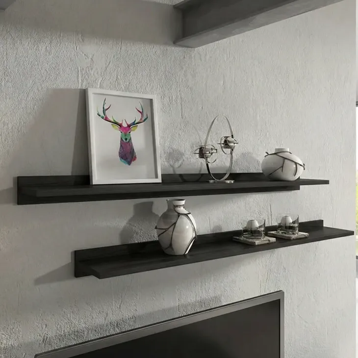 Parete attrezzata 270x176h cm moderna noce antico nero frassinato Emotion Gihome®