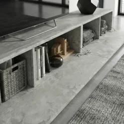 Parete attrezzata 270x176h cm moderna grigio cemento Emotion Gihome®