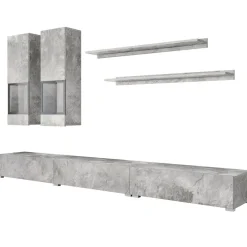 Parete attrezzata 270x176h cm moderna grigio cemento Emotion Gihome®
