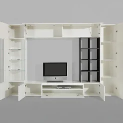 Parete attrezzata 290x192h cm moderna bianco lucido Zenith