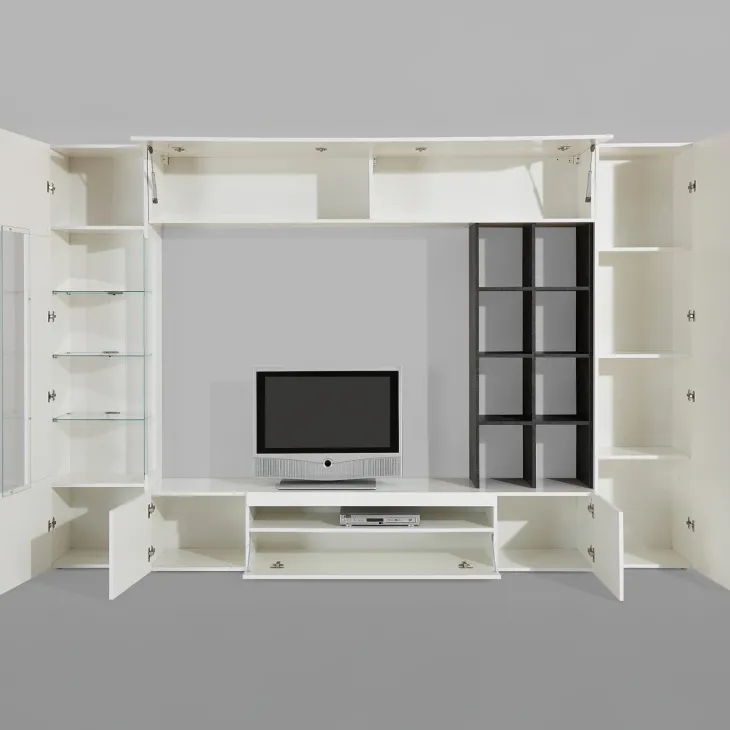 Parete attrezzata 290x192h cm moderna bianco lucido Zenith