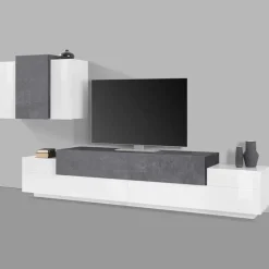 Parete attrezzata 240x180h cm moderna bianco ossido Milos Gihome®