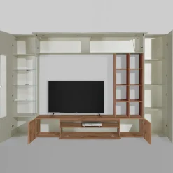 Parete attrezzata 290x190h cm moderna tortora rovere Zenith