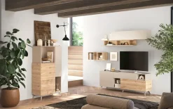 Parete attrezzata 181x205h cm moderna beige rovere chiaro Witty