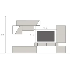 Parete attrezzata 310x210h cm moderna bianco lucido grigio chiaro Sunset 92