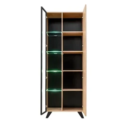 Parete attrezzata 340x192h cm moderna noce con stampa nera Mendes 2