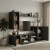 Parete attrezzata 210x161h cm moderna soggiorno antracite Cinematic