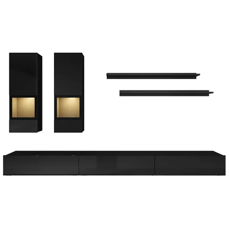 Parete attrezzata 270x176h cm moderna nero Emotion Gihome®