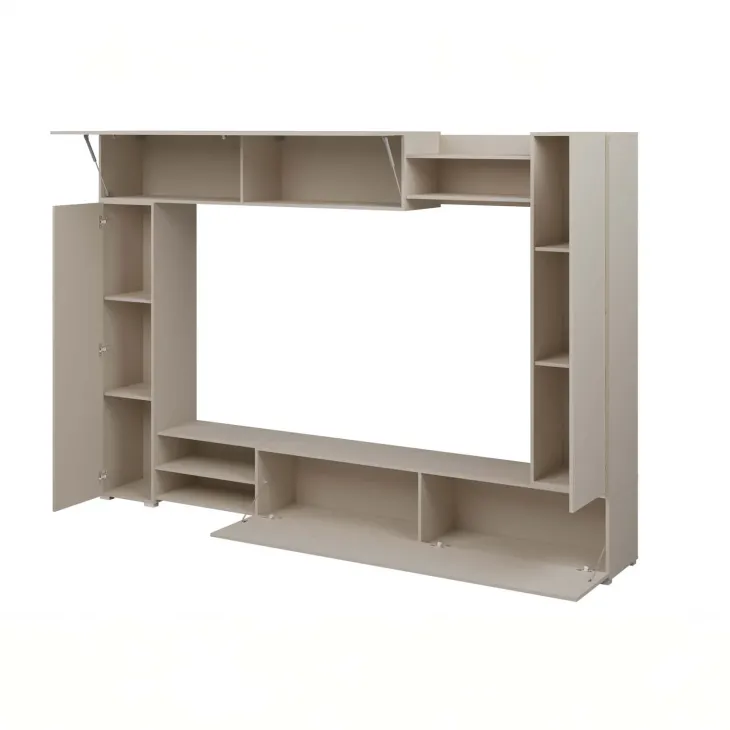 Parete attrezzata 270x185h cm moderna beige cashmere Calima