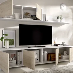 Parete attrezzata 200x200h cm moderna bianco rovere Boxy