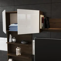 Parete attrezzata 230x184h cm porta tv soggiorno bianco noce Clyton Gihome®
