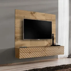 Parete attrezzata 180x148h cm rovere con stampa nera Geo 21