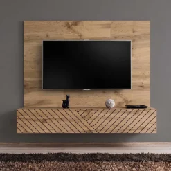 Parete attrezzata 180x148h cm rovere con stampa nera Geo 21