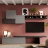 Parete attrezzata 276x200h cm salvaspazio grigio scuro antracite Sunset 15