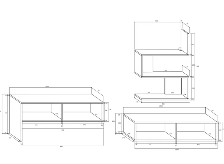 Parete attrezzata 180x165h cm soggiorno rovere chiaro e scuro Jessica