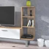 Parete attrezzata 152x97h cm soggiorno rovere bianco lucido Isabel