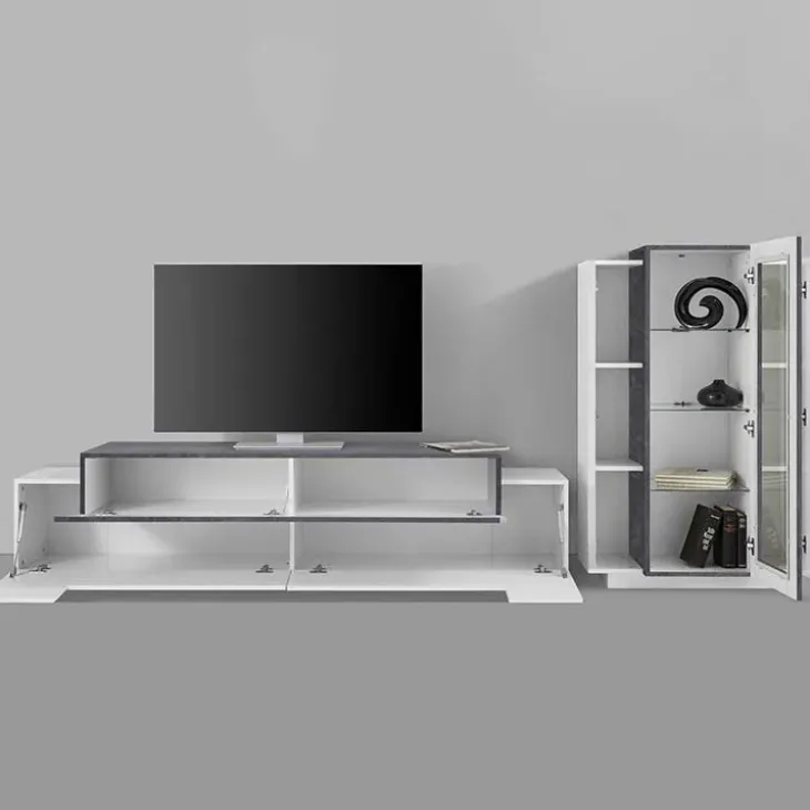 Parete attrezzata 290X121h cm soggiorno bianco ossido Milos Gihome®