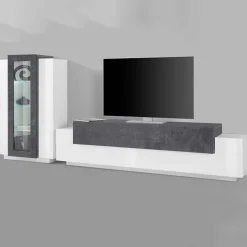 Parete attrezzata 290X121h cm soggiorno bianco ossido Milos Gihome®
