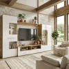 Parete attrezzata 280x185h cm soggiorno bianco lucido rovere Wall