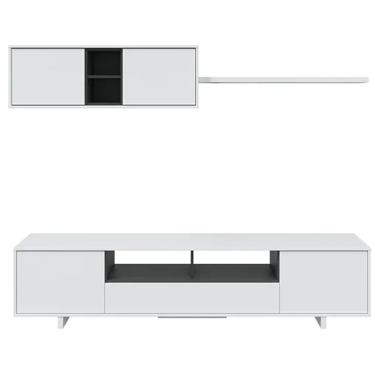Parete attrezzata 200x145h cm soggiorno bianco antracite Belle