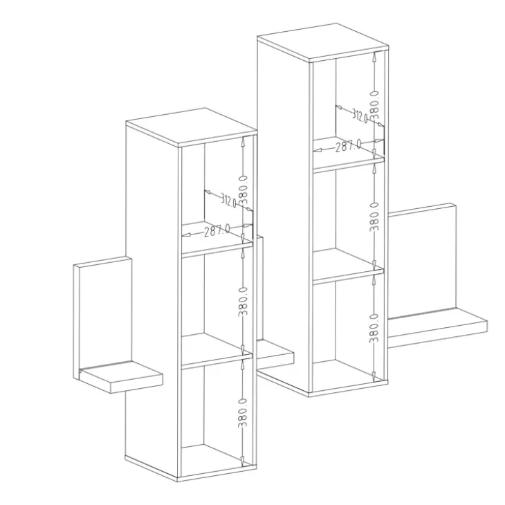 Parete attrezzata 219x 205h cm soggiorno antracite spatolato noce Megan Gihome®
