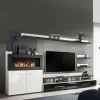 Parete attrezzata 290x165h cm soggiorno bianco opaco e lucido nero Vega Gihome®