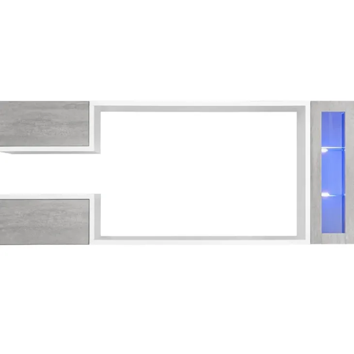 Parete attrezzata 230x95h cm soggiorno bianco cemento Almada Gihome®