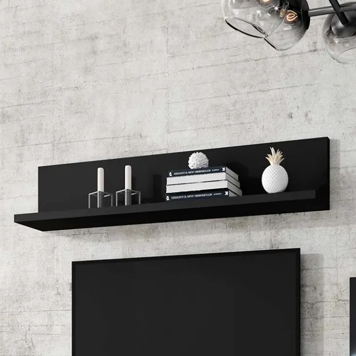 Parete attrezzata 219x205h cm soggiorno nero opaco Megan Gihome®