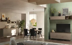 Parete attrezzata 181x200h cm soggiorno bronzo rovere scuro Jonson