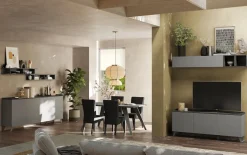 Parete attrezzata 181x200h cm soggiorno grigio scuro antracite Jonson
