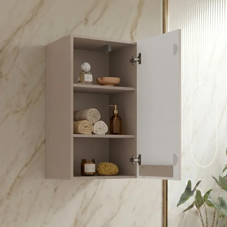 Pensile bagno lavanderia 35x85h cm cannettato 1 anta beige Cleany