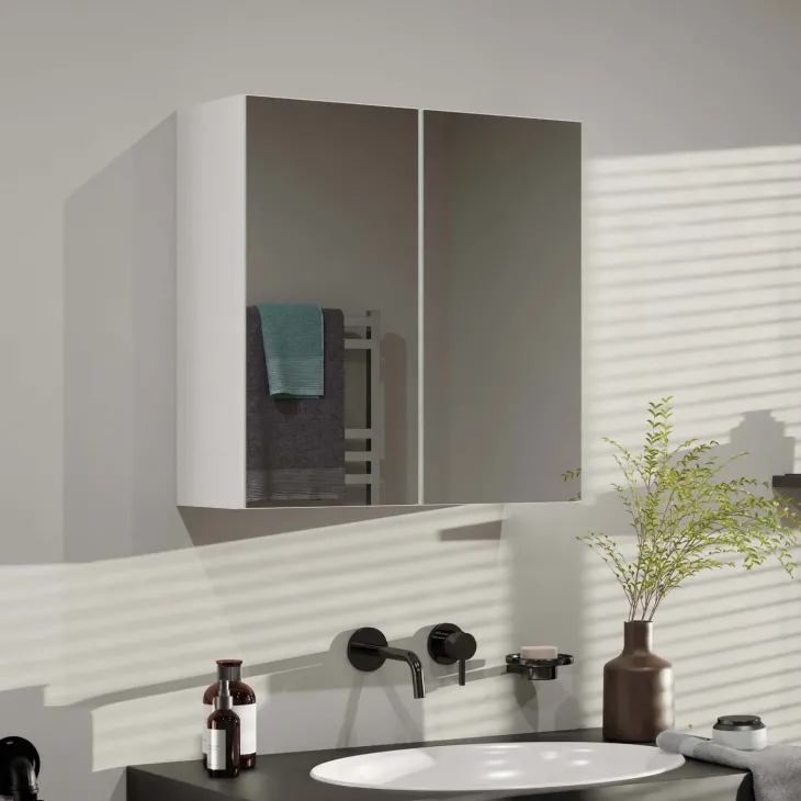 Pensile bagno sospeso 60x60h cm 2 ante con specchio bianco Motty