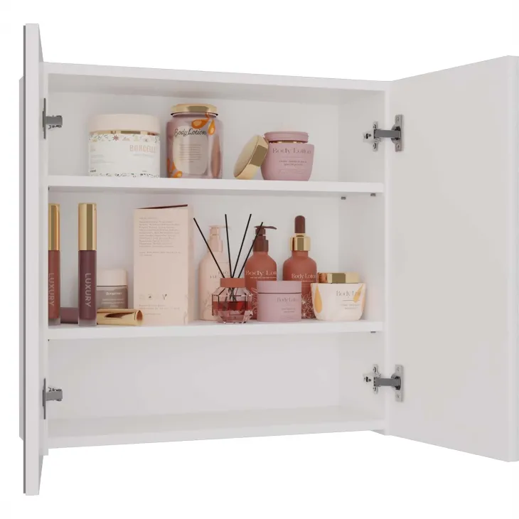 Pensile bagno sospeso 60x60h cm 2 ante con specchio bianco Motty