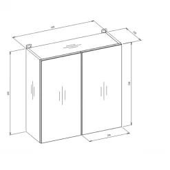 Pensile bagno sospeso 60x60h cm 2 ante con specchio bianco Motty