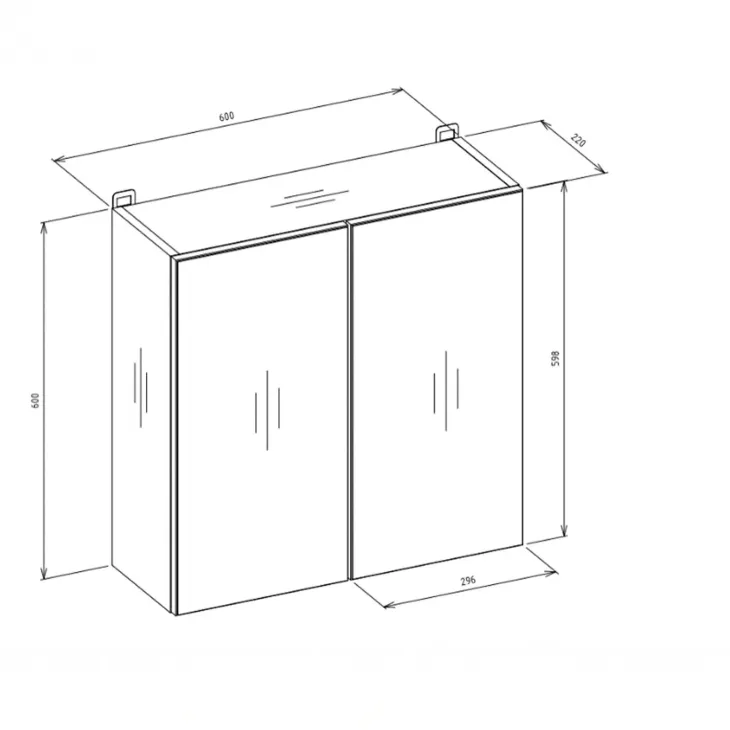 Pensile bagno sospeso 60x60h cm 2 ante con specchio bianco Motty