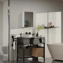 Pensile bagno sospeso 40x60h cm 1 anta con specchio bianco Motty