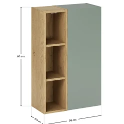 Pensile bagno sospeso 50x80h cm 1 anta verde salvia rovere Speranza