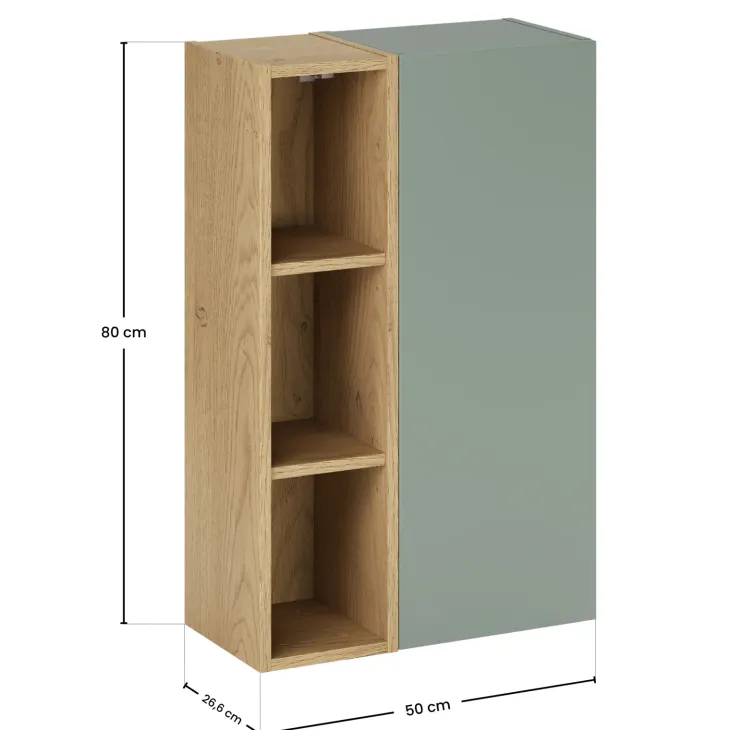 Pensile bagno sospeso 50x80h cm 1 anta verde salvia rovere Speranza