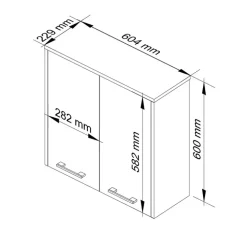 Pensile bagno sospeso 60x60h cm 2 ante bianco lucido Woters