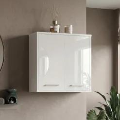 Pensile bagno sospeso 60x60h cm 2 ante bianco lucido Woters