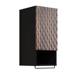 Pensile bagno sospeso 34x81h cm 1 anta 1 vano a giorno nero anta decorata noce Silvy