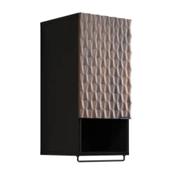Pensile bagno sospeso 34x81h cm 1 anta 1 vano a giorno nero anta decorata noce Silvy